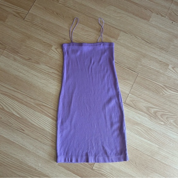 Zara Purple Ribbed Bodycon Square Neck Mini Dress Large - Picture 1 of 7